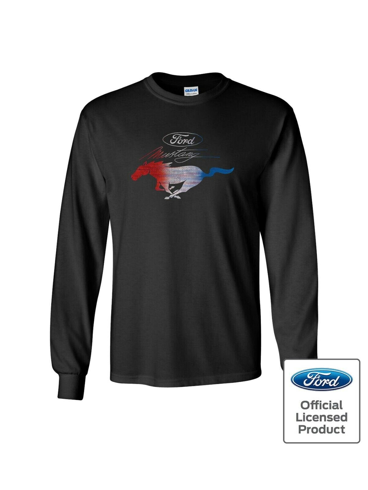 Ford Red White & Blue Mustang Logo Long Sleeve T-Shirt Official Licensed Product