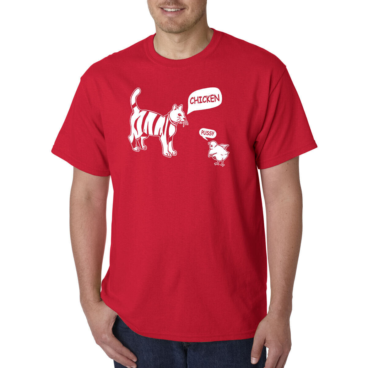 Chicken Pussy Cat Funny T-Shirt / Adult Offensive Trash Talking Novelty Gift Tee