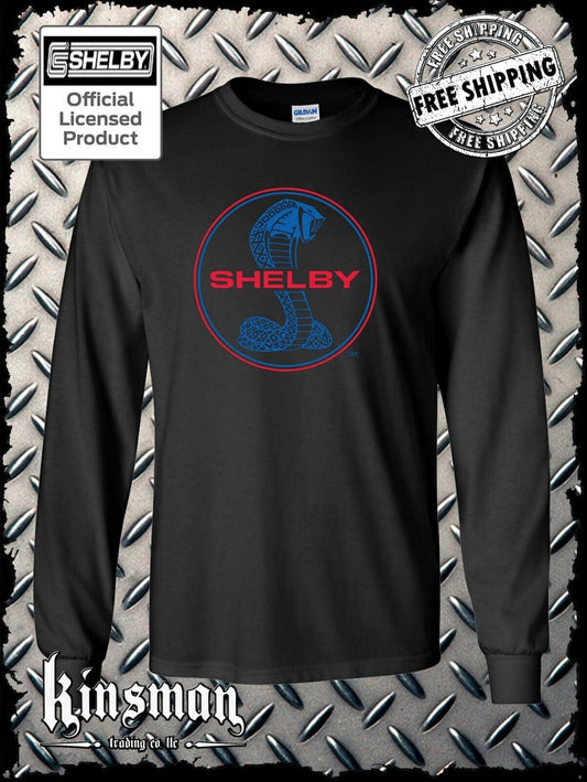 Shelby Cobra Long Sleeve T-Shirt / Authentic Licensed Product Blue & Red Logo