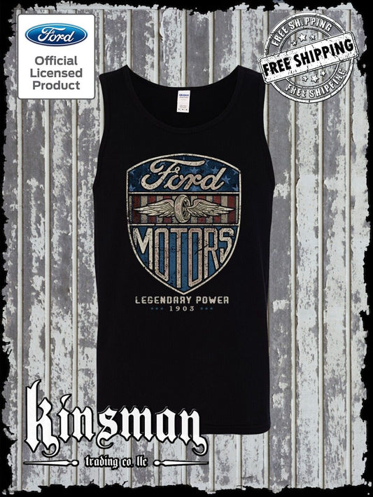 Ford Motors Legendary Power Retro Vintage Style Logo Tank Top T-Shirt
