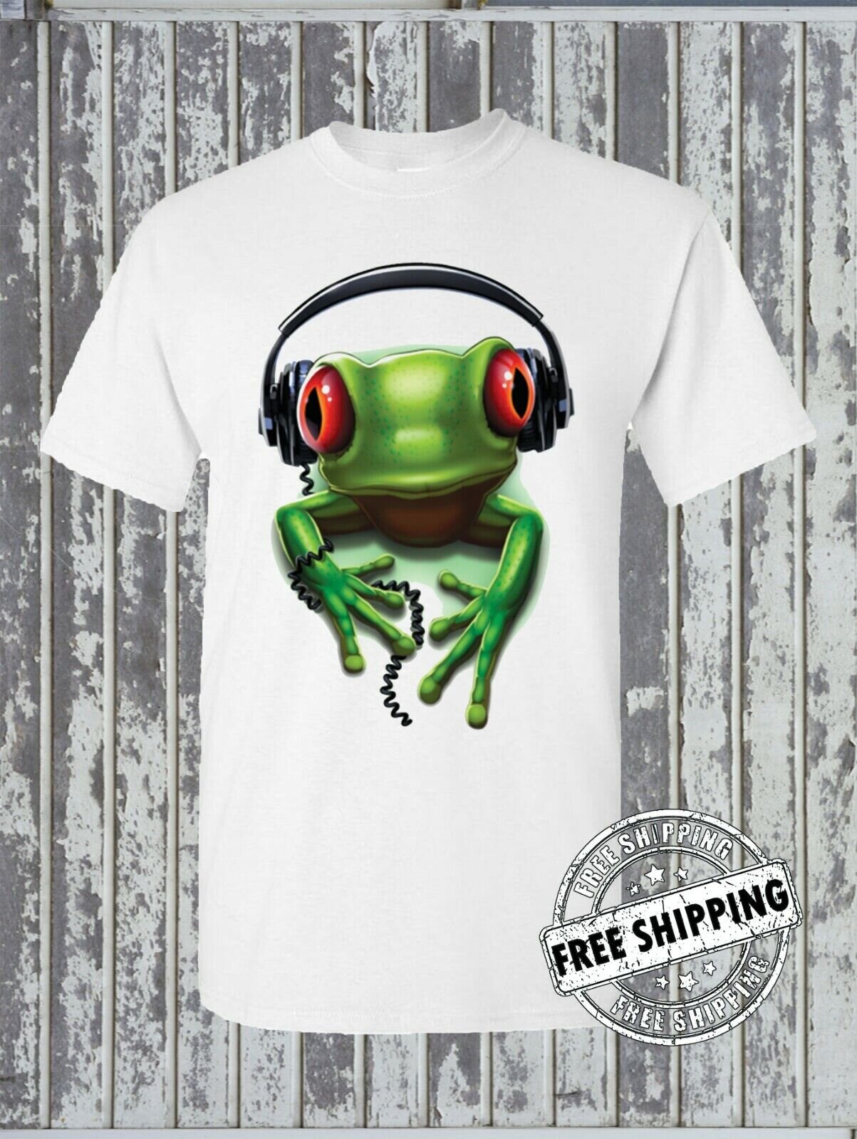 Frog Rock DJ with Headphones Music Party T-Shirt Animal Reptile Wildlife