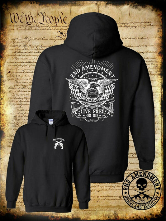2nd Amendment Live Free or Die Issued 1791 Hoodie - USA Pro Gun Freedom 1776