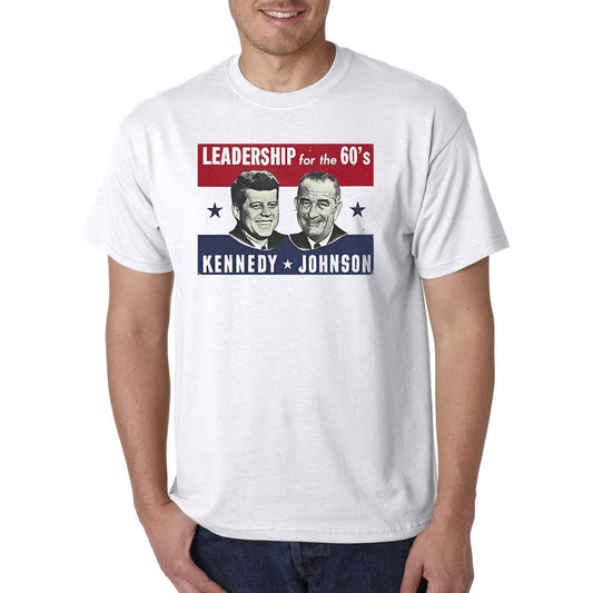 Kennedy Johnson Retro Style Campaign T-Shirt - JFK For President Leadership 60's