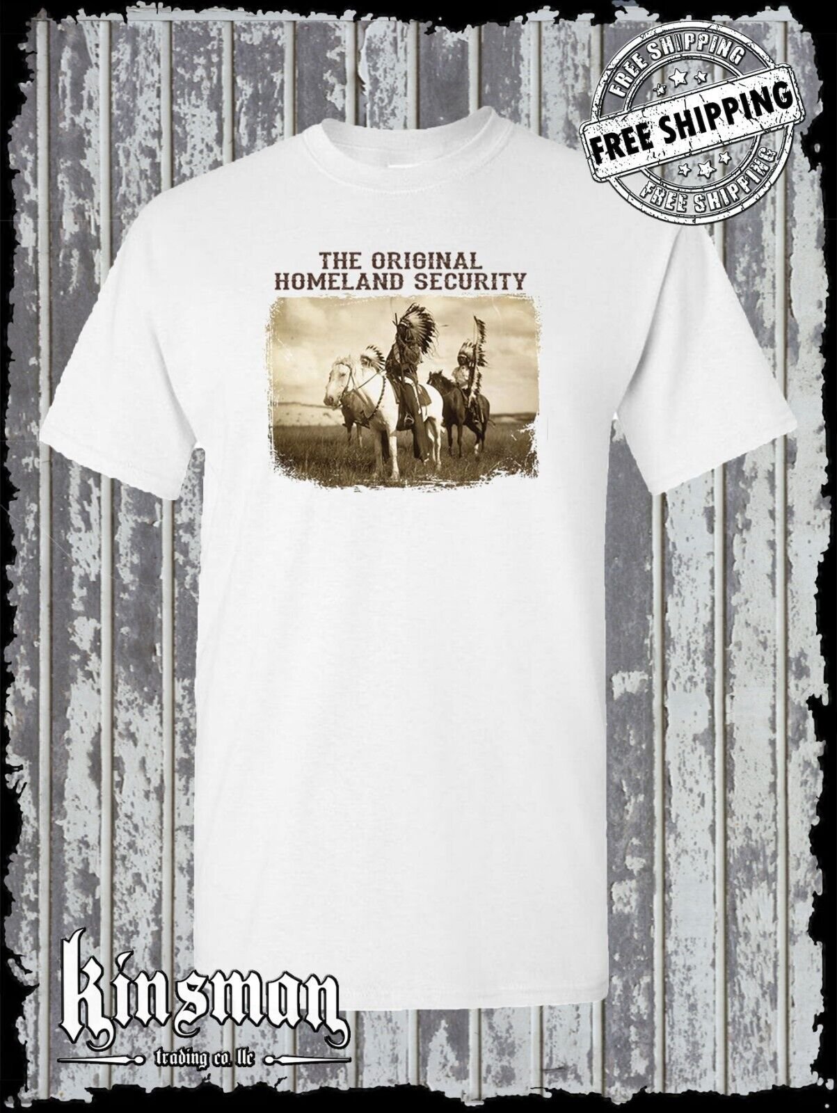 The Original Homeland Security Native American Indian T-Shirt / War Bonnet Horse