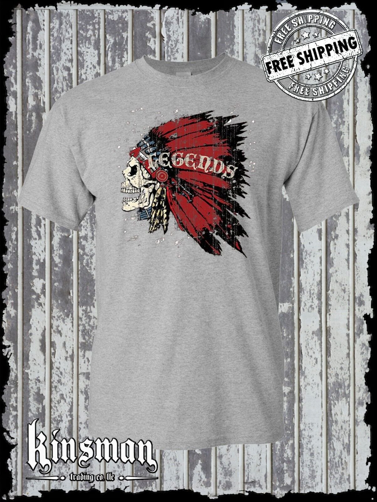 Legends Skull Headdress T-Shirt Indian Native American War Bonnet