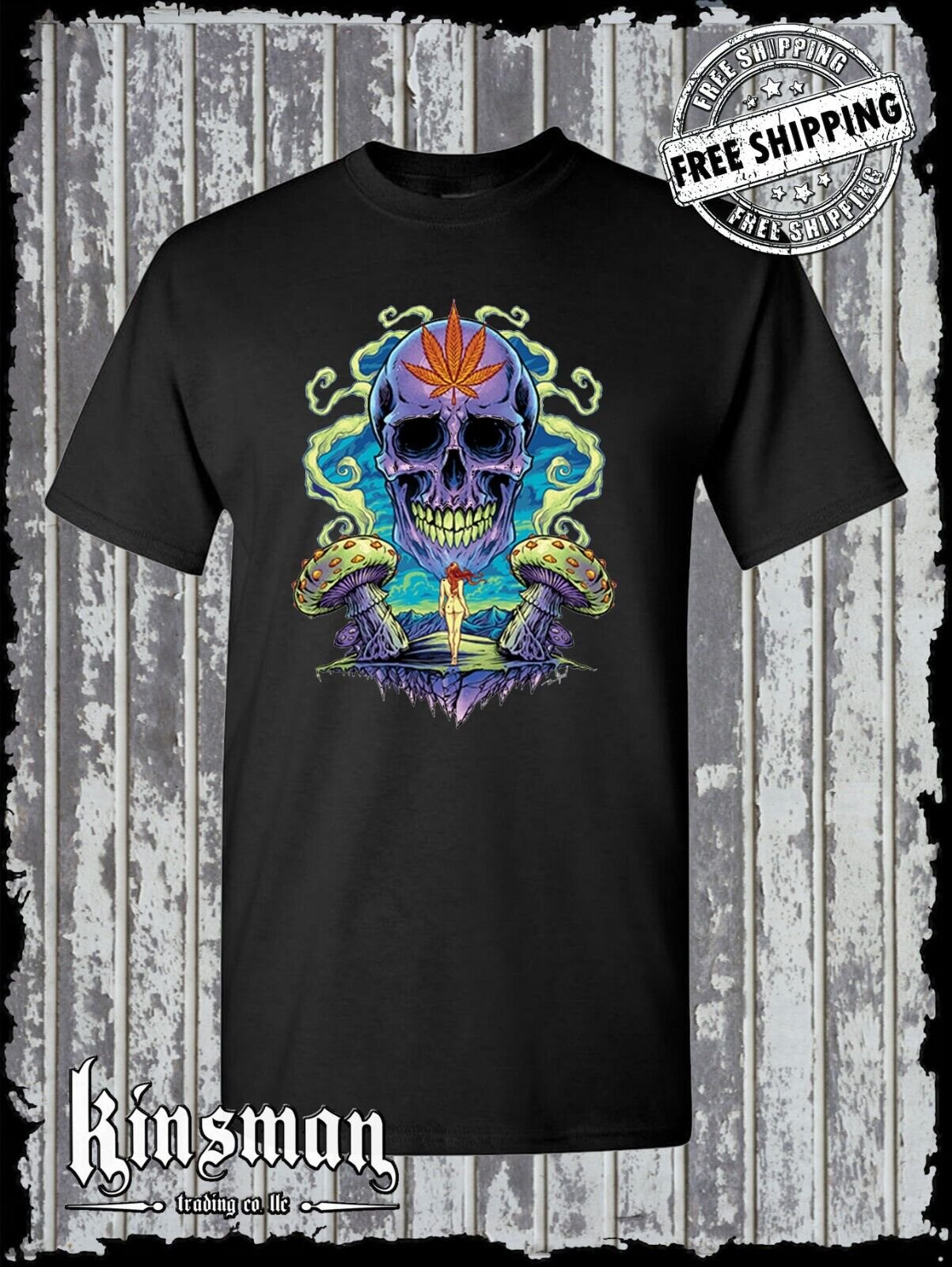 Weed Skull Mushroom T-Shirt - Marijuana Smoke Stoner