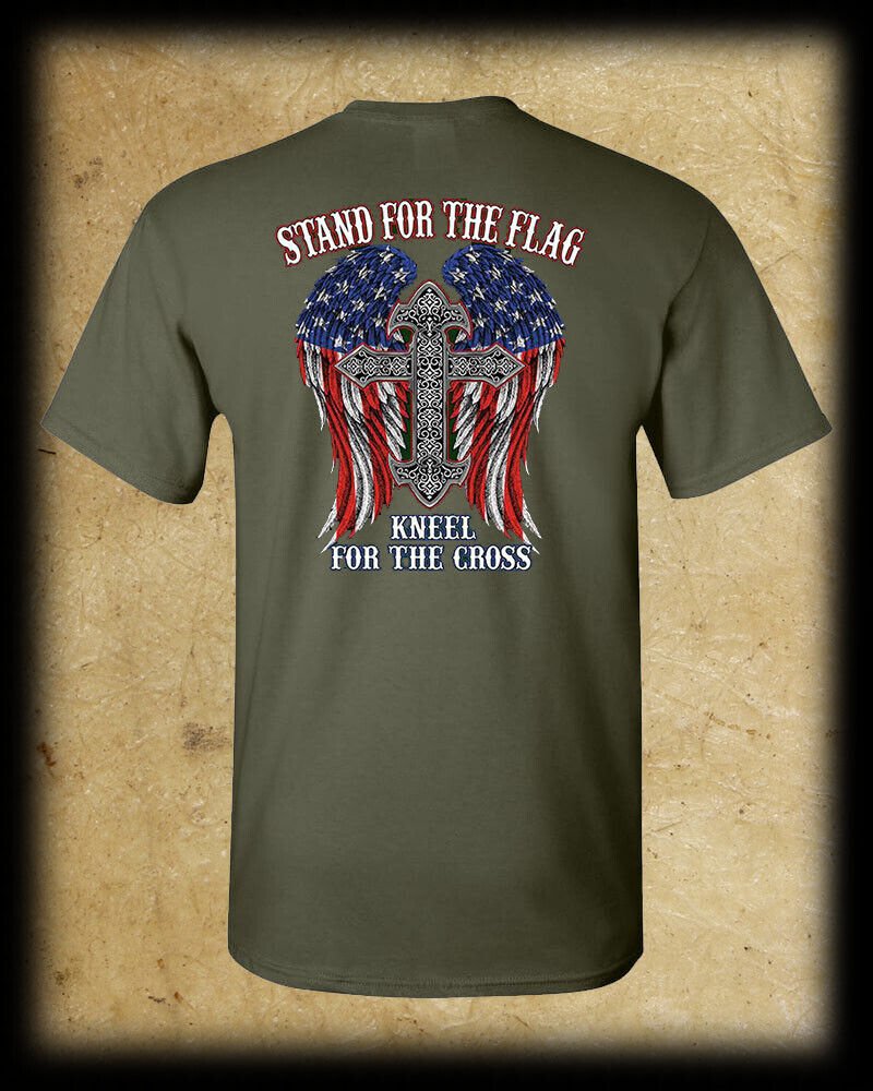 Stand for the Flag, Kneel for the Cross T-Shirt - Patriot Christian Catholic USA