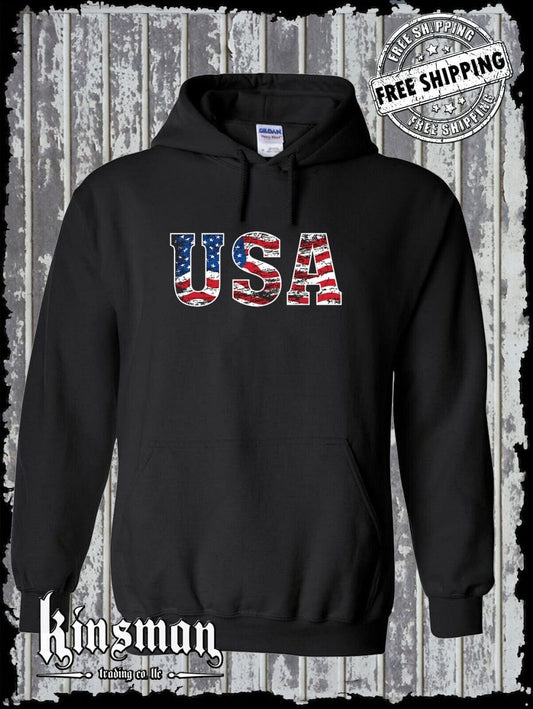 USA Flag Distressed Logo Hoodie / Sweatshirt American Flag United States Army