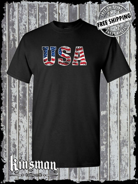 USA Flag Distressed Logo T-Shirt American Flag United States Army Military