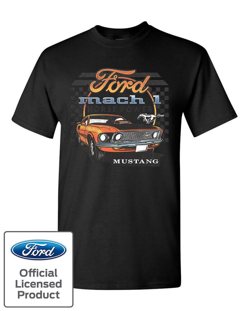 Official Licensed Ford Mustang Mach Horsepower Car Racing Vintage Retro T-Shirt