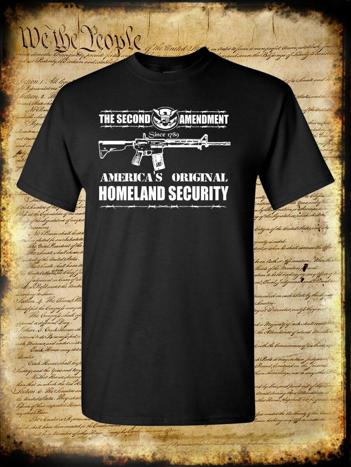 2nd Amendment America's Homeland Security T-Shirt / USA Pro-Gun Firearm Rights
