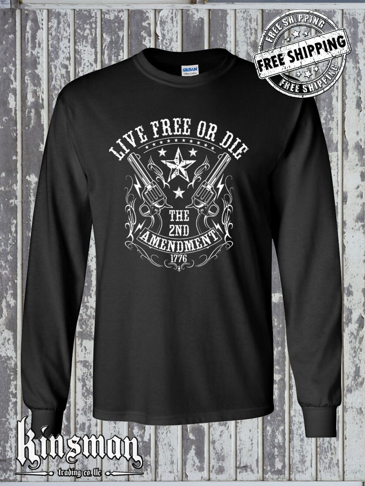 Western Revolvers - Live Free or Die - 2nd Amendment Long Sleeve T-Shirt