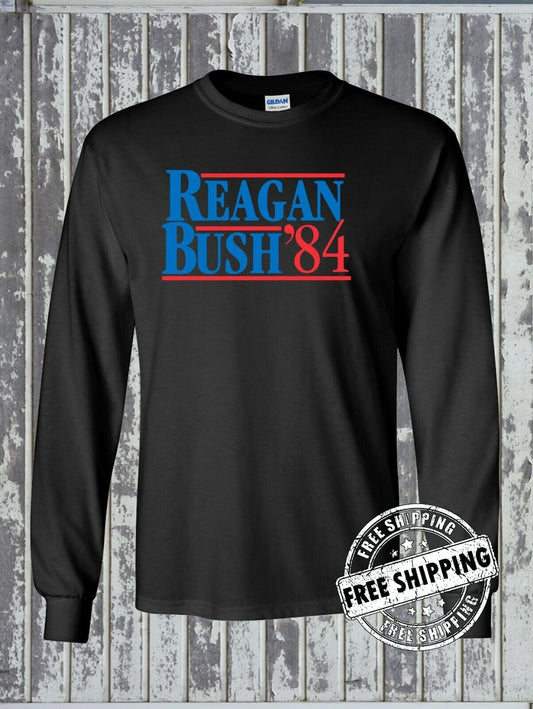 Ronald Reagan Bush For President 84 Long Sleeve Retro T-Shirt - Republican