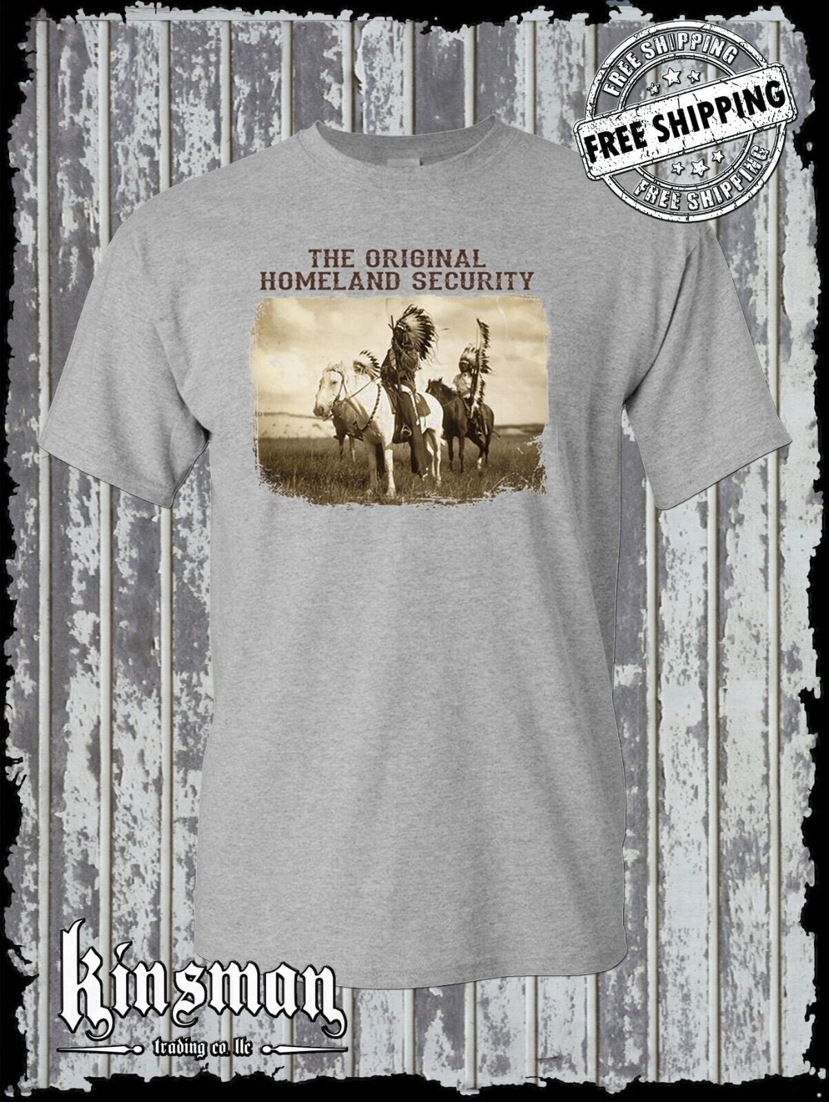 The Original Homeland Security Native American Indian T-Shirt / War Bonnet Horse