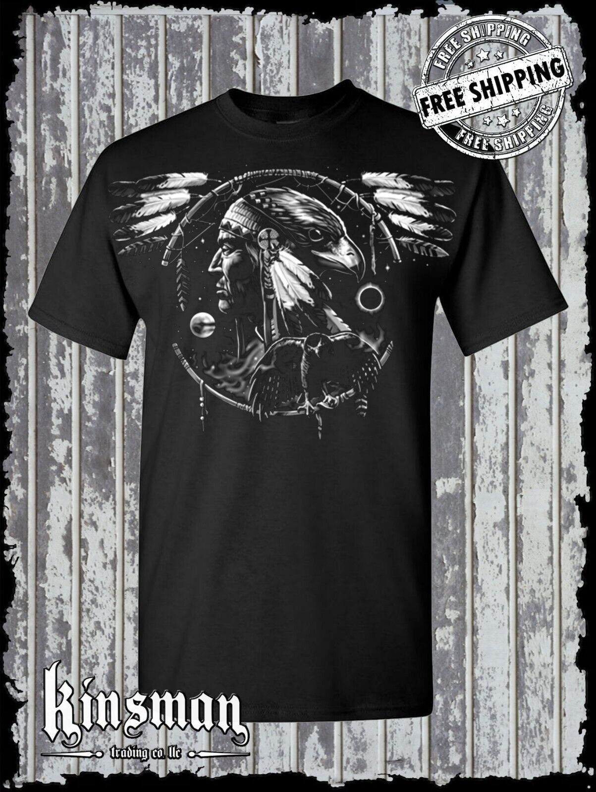 Hawk Dreamcatcher Spirit Indian T-Shirt Native American Feathers