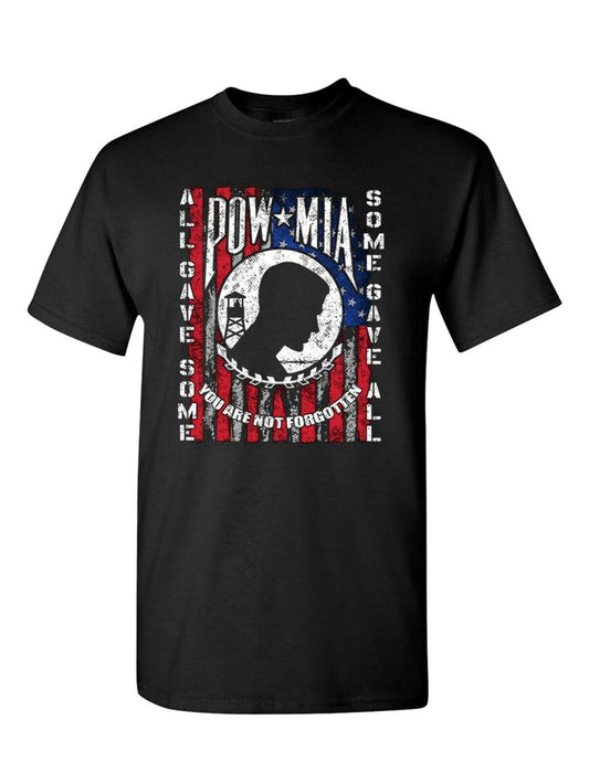POW - MIA Flag T-Shirt / USA Veteran Marine Army Navy National Guard Military