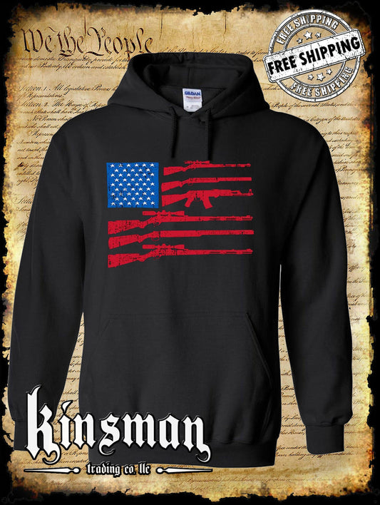 Gun Flag Hoodie / Sweatshirt 2nd Amendment United States of America Flag Rifles 4th of July