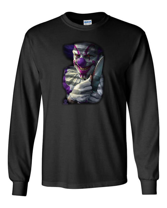 Licensed Tom Wood Mischief The Clown Long Sleeve T-Shirt - Insane Wicked Killer