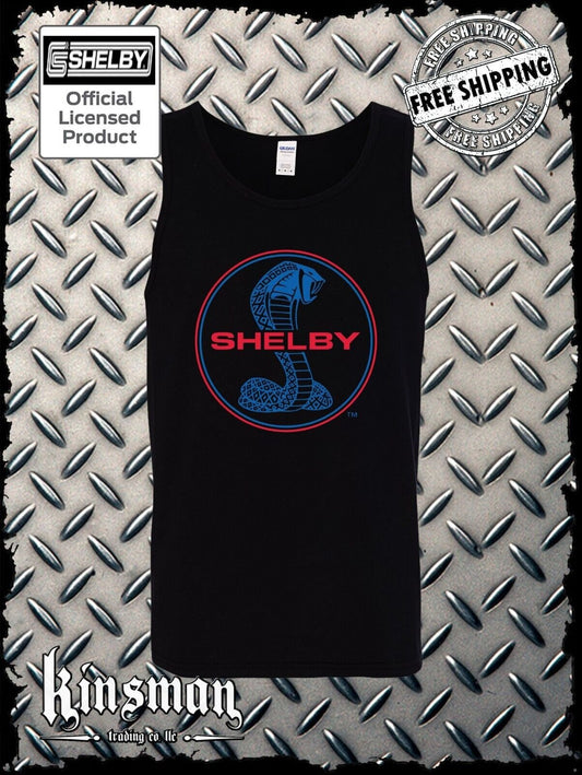 Shelby Cobra Tank Top T-Shirt / Authentic Licensed Product Blue & Red Logo GT500