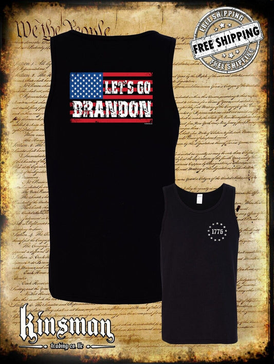 Let's Go Brandon US Flag 2-Sided Tank Top T-Shirt - FJB Trump 2024 American USA