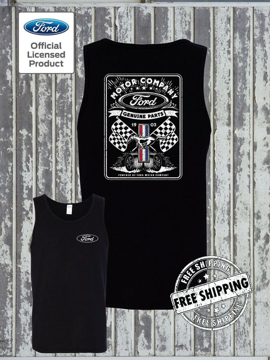 Ford Motor Company Genuine Parts Racing Flags 2-Sided Tank Top T-Shirt