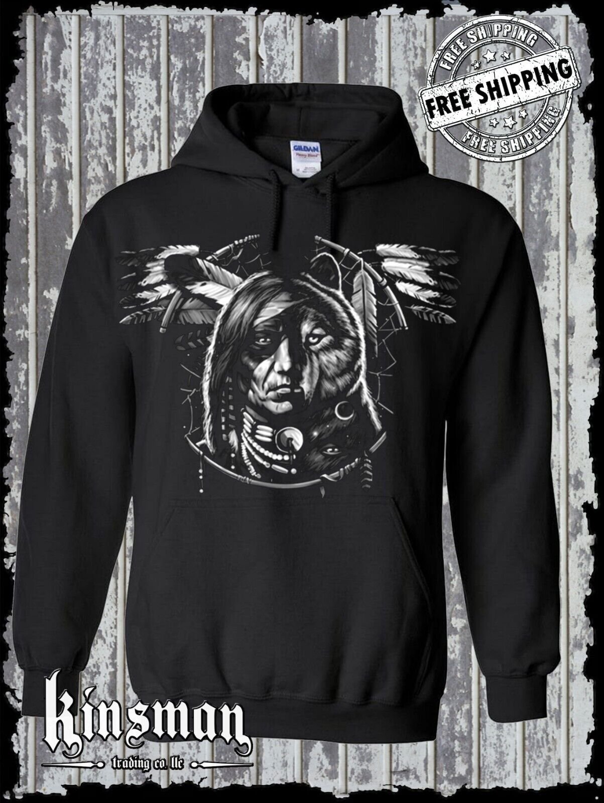 Wolf Dreamcatcher Spirit Indian Hoodie / Sweatshirt - Native American Feathers