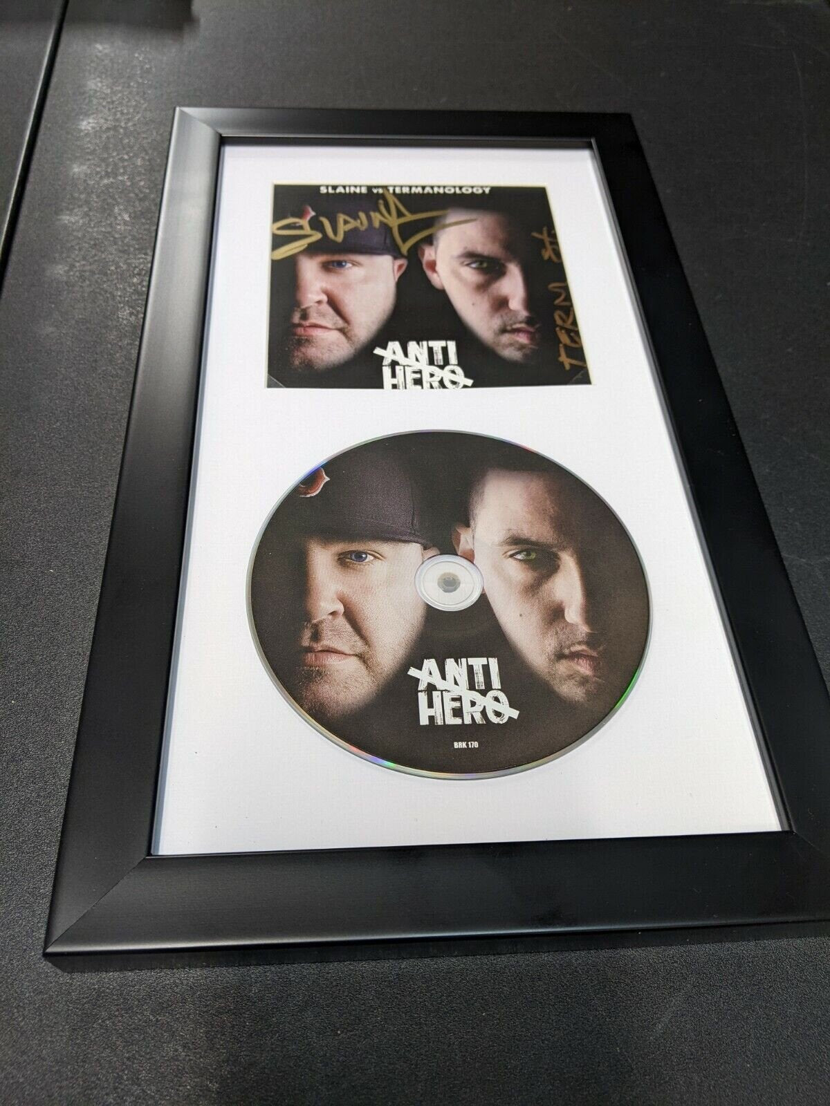 Slaine vs Termanology Anti-Hero Signed & Framed CD - Autograph La Coka Nostra