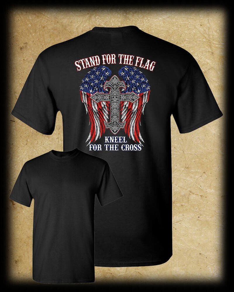 Stand for the Flag, Kneel for the Cross T-Shirt - Patriot Christian Catholic USA