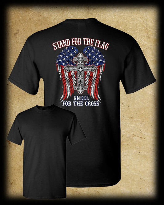 Stand for the Flag, Kneel for the Cross T-Shirt - Patriot Christian Catholic USA