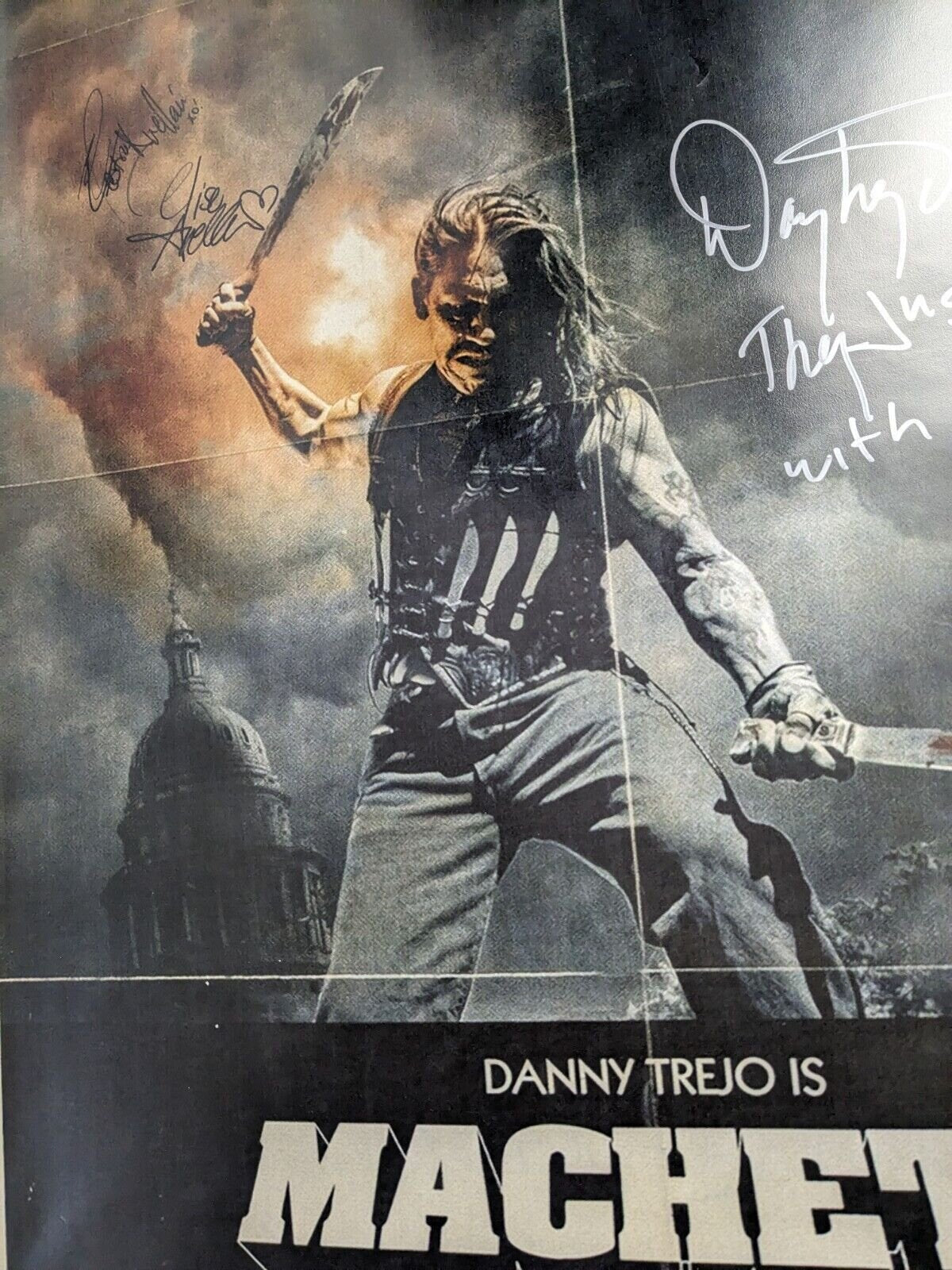 Danny Trejo Signed 27x40 Machete Poster Electra & Elise Avellan Autographed