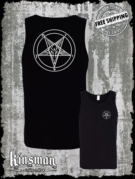 Baphomet Pentagram 2-Sided Tank Top T-Shirt / Satanic Church Evil Metal Occult