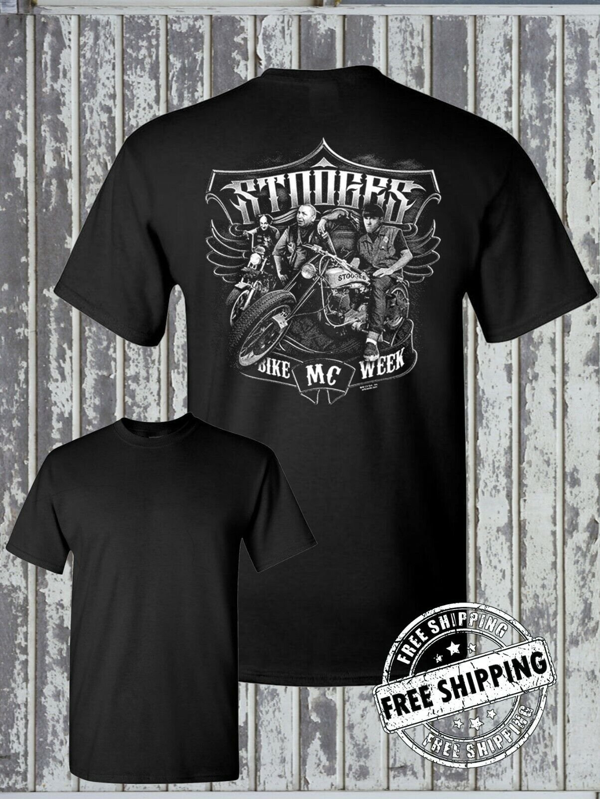 Three Stooges MC Biker Club T-Shirt / Official Licensed Motorcycle Anarchy Style