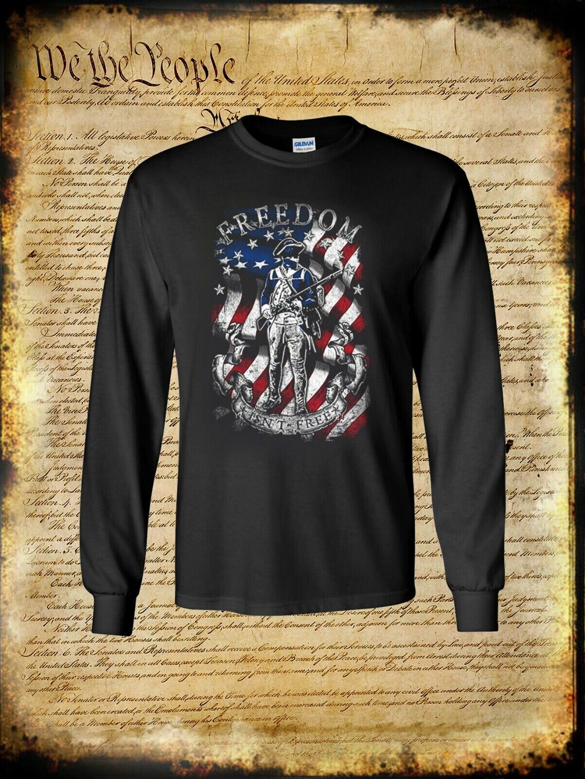 Freedom Isn't Free Patriotic American Flag Long Sleeve T-Shirt - 2nd Amendment