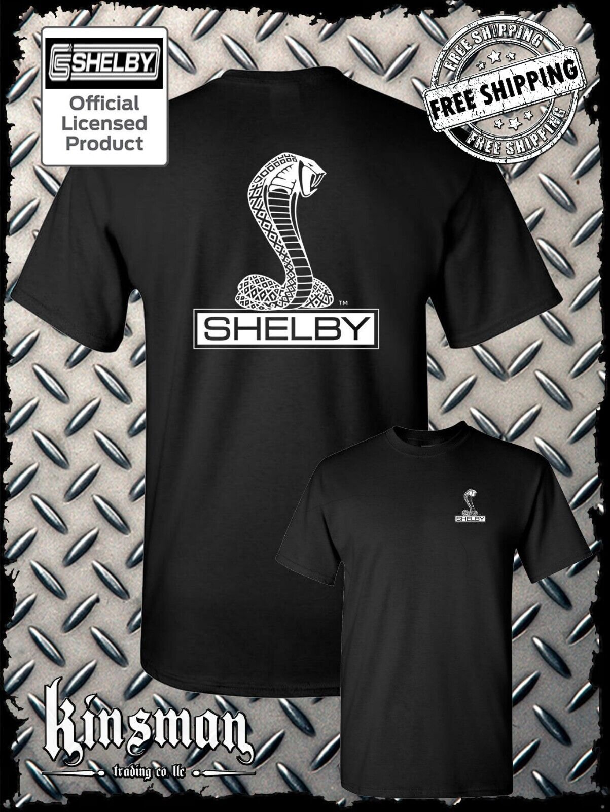 Shelby Cobra Logo Double Sided T-Shirt -Authentic Licensed Product GT500