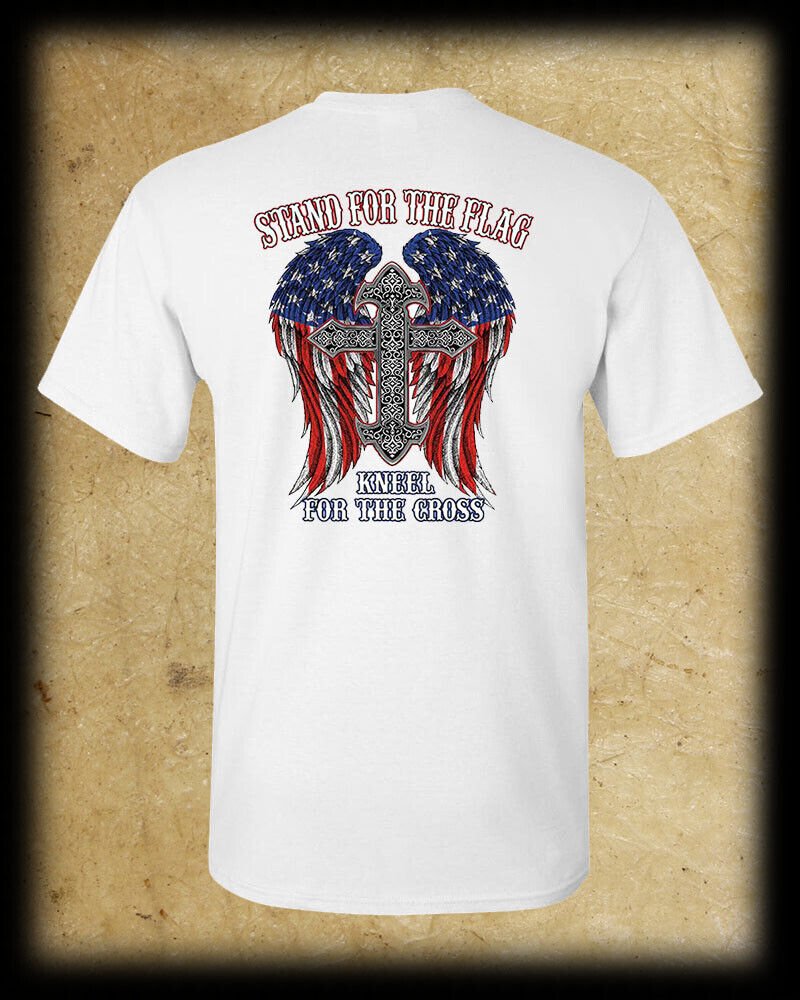 Stand for the Flag, Kneel for the Cross T-Shirt - Patriot Christian Catholic USA