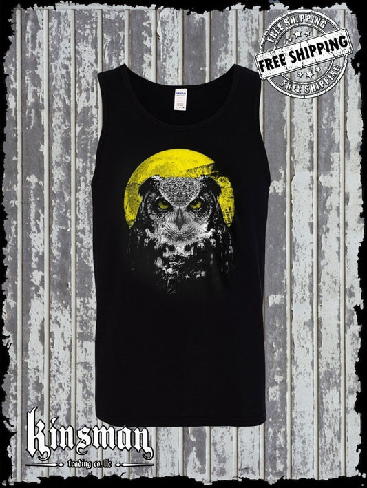 Night Owl Tank Top T-Shirt Bird Nature Wildlife Wilderness Wisdom Moon Indian