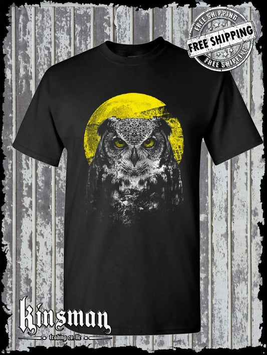 Night Owl T-Shirt Bird Nature Wildlife Wilderness Wisdom Moon Native American
