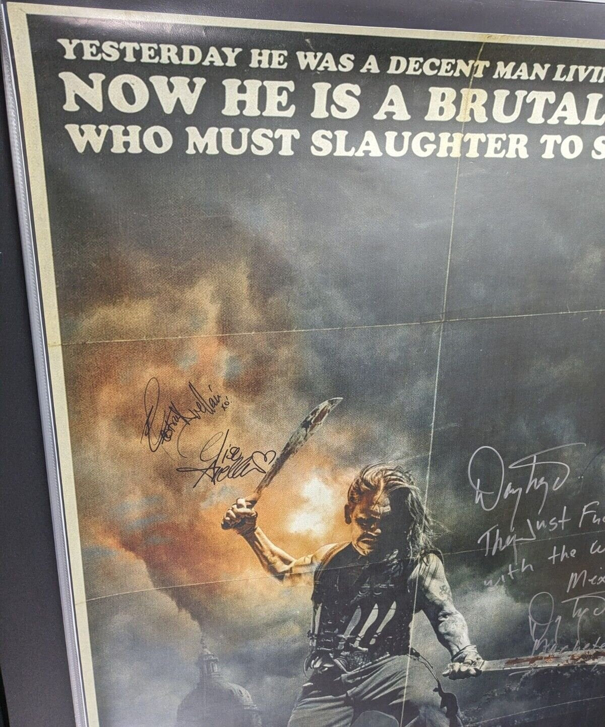 Danny Trejo Signed 27x40 Machete Poster Electra & Elise Avellan Autographed