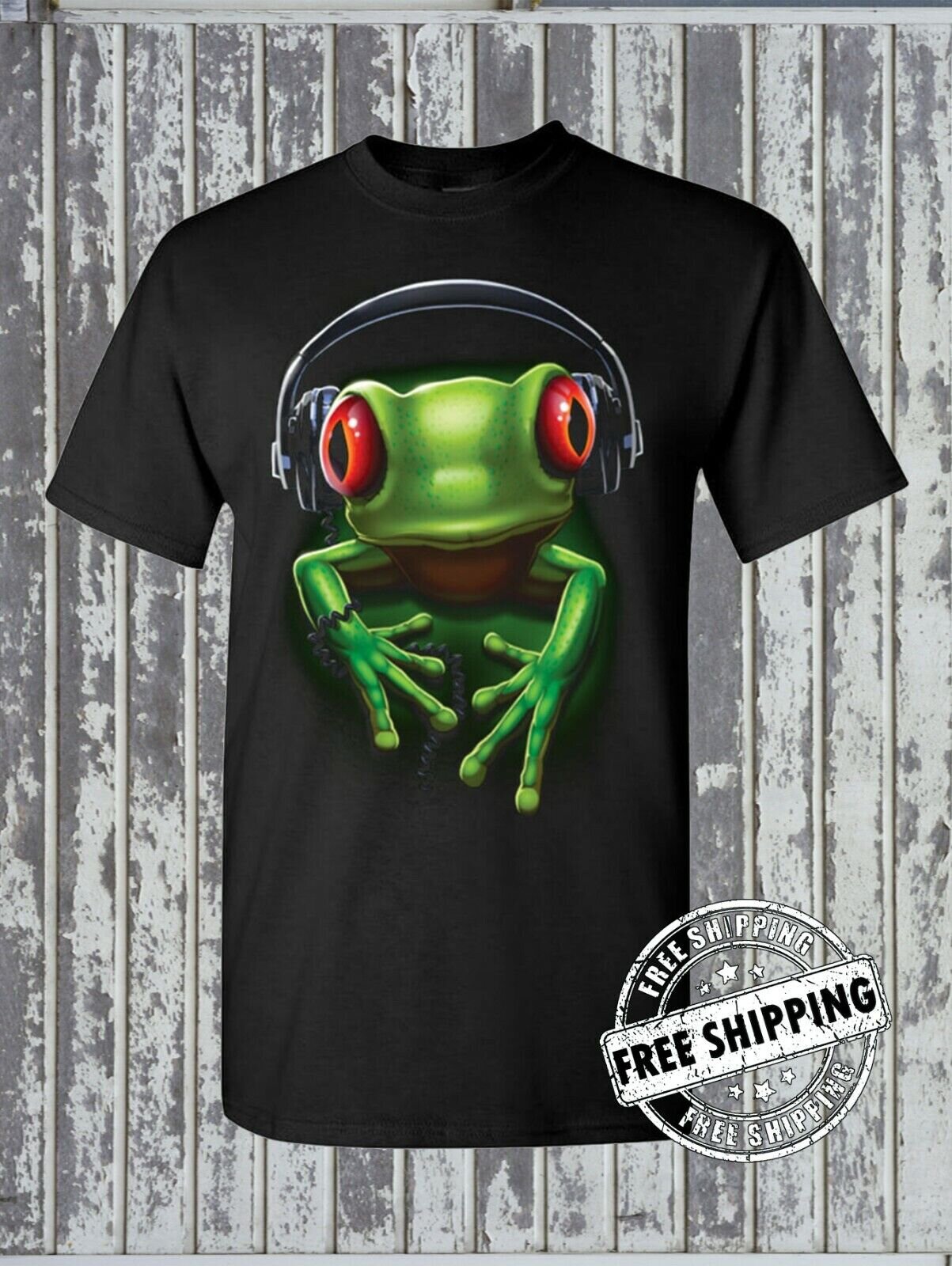 Frog Rock DJ with Headphones Music Party T-Shirt Animal Reptile Wildlife