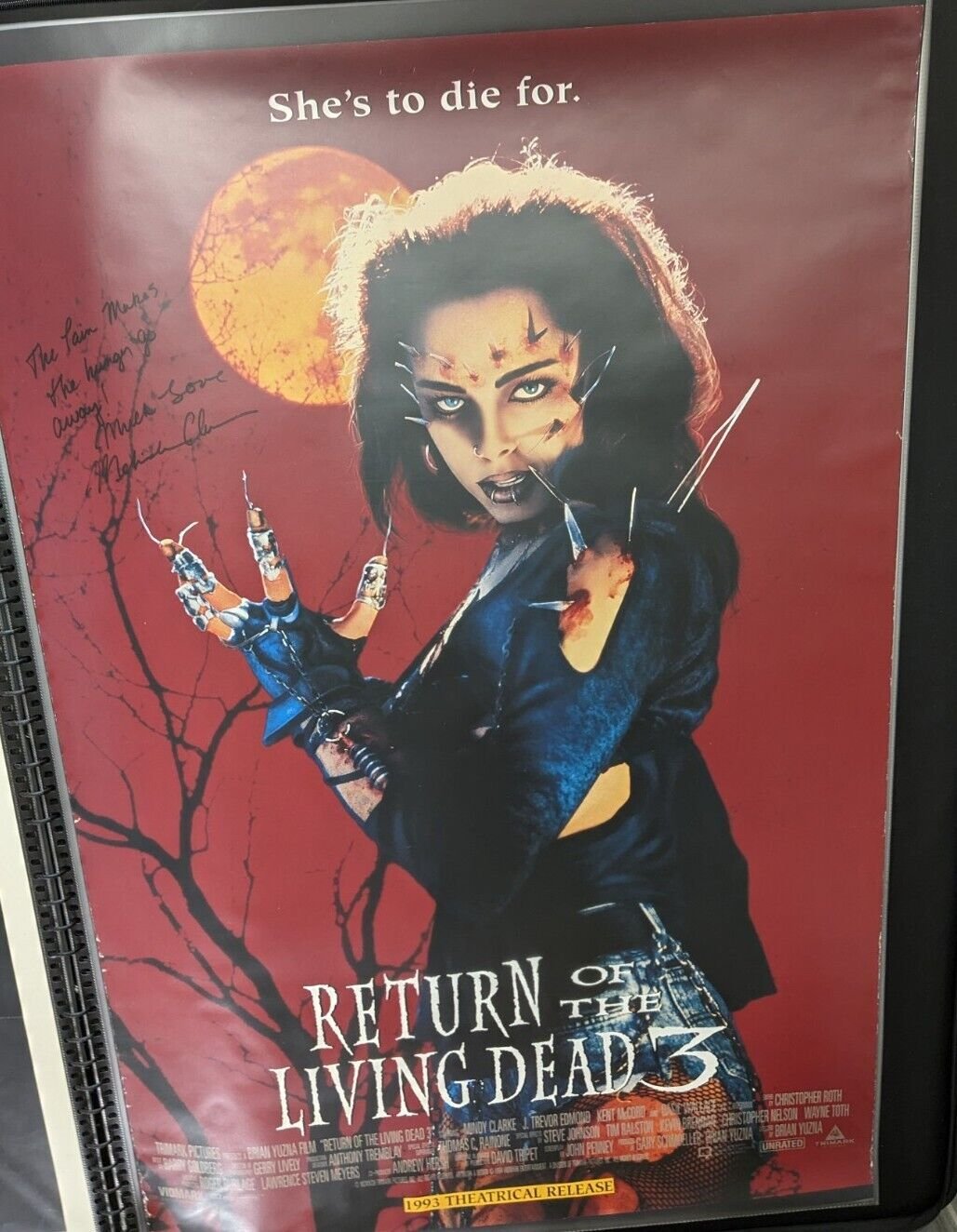 Return of the Living Dead Part 3 27x40 One Sheet Poster Signed by Melinda Clarke