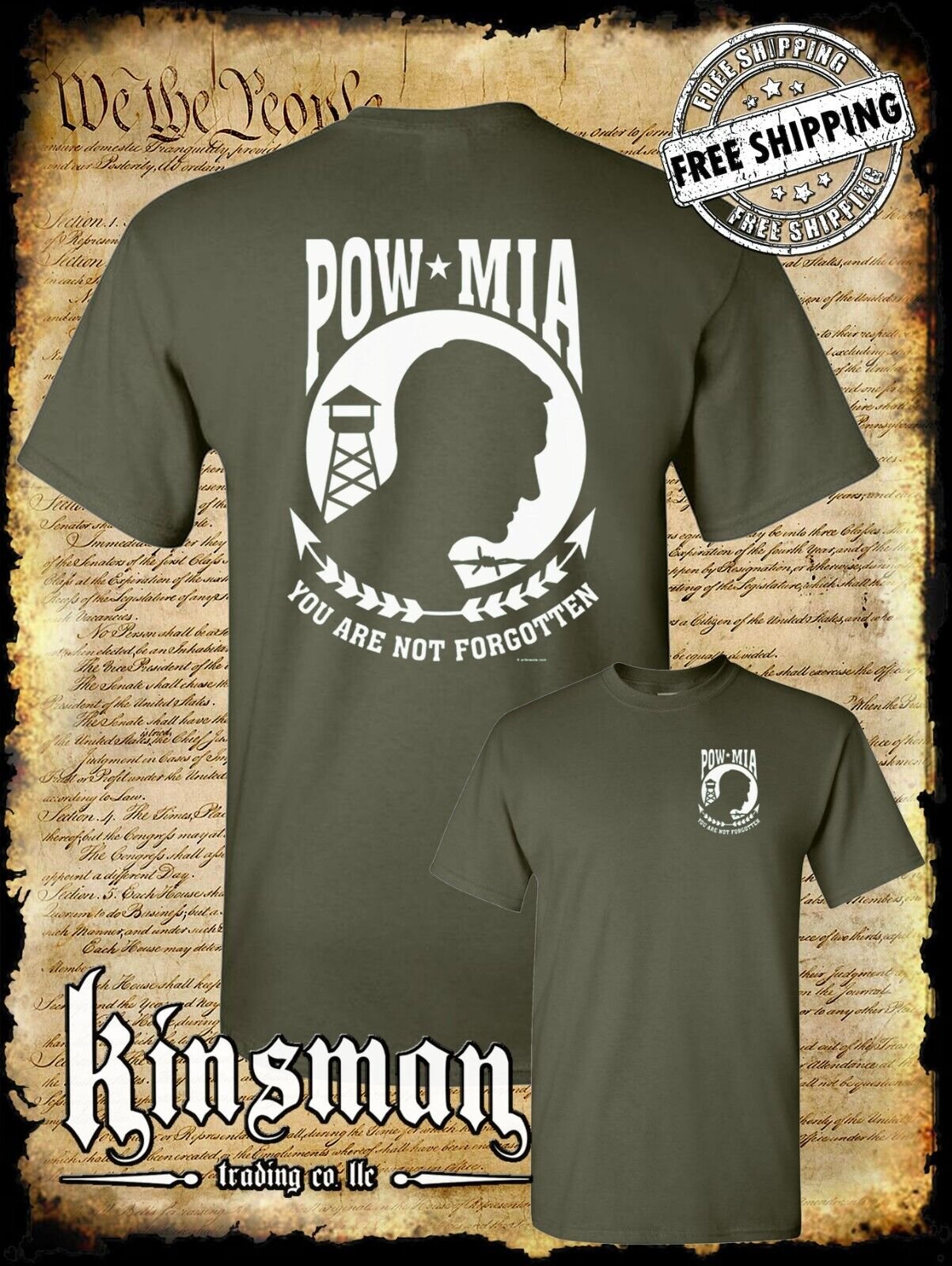 POW - MIA 2-Sided T-Shirt / USA Veteran Marine Army Navy Military