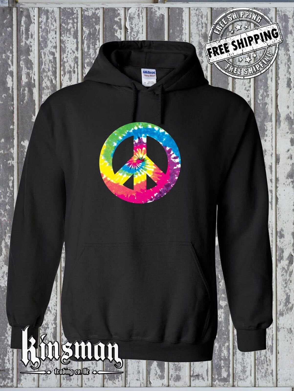 Peace Sign Tie Dye Hoodie Sweatshirt / 60's 70's Hippie Love