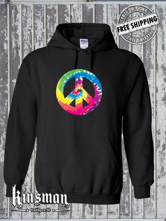 Peace Sign Tie Dye Hoodie Sweatshirt / 60's 70's Hippie Love