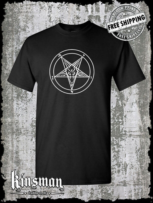 Baphomet Pentagram T-Shirt / Satanic Church Evil Punk Rock Occult Goat Skull 666