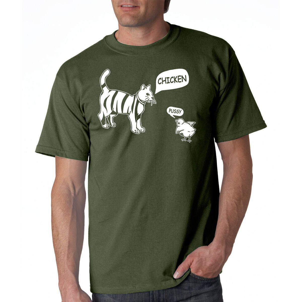 Chicken Pussy Cat Funny T-Shirt / Adult Offensive Trash Talking Novelty Gift Tee