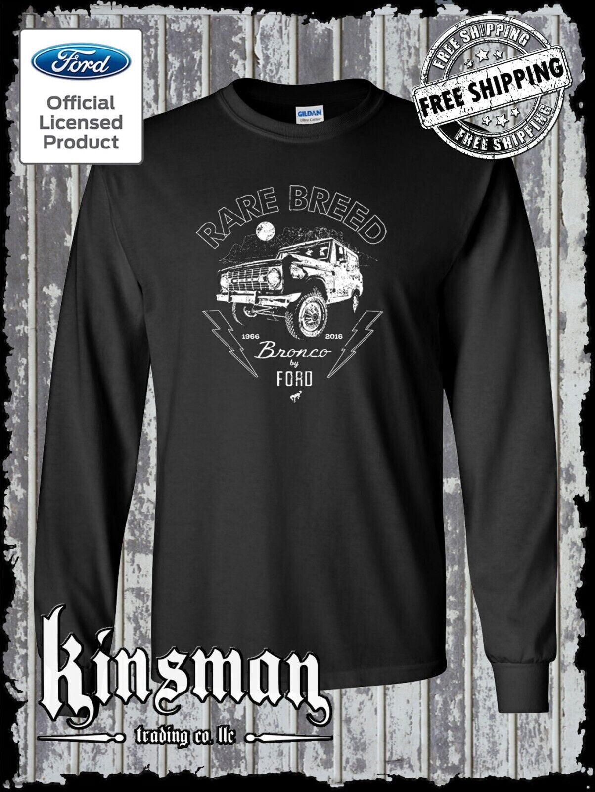 Ford Bronco Rare Breed Black Long Sleeve T-Shirt