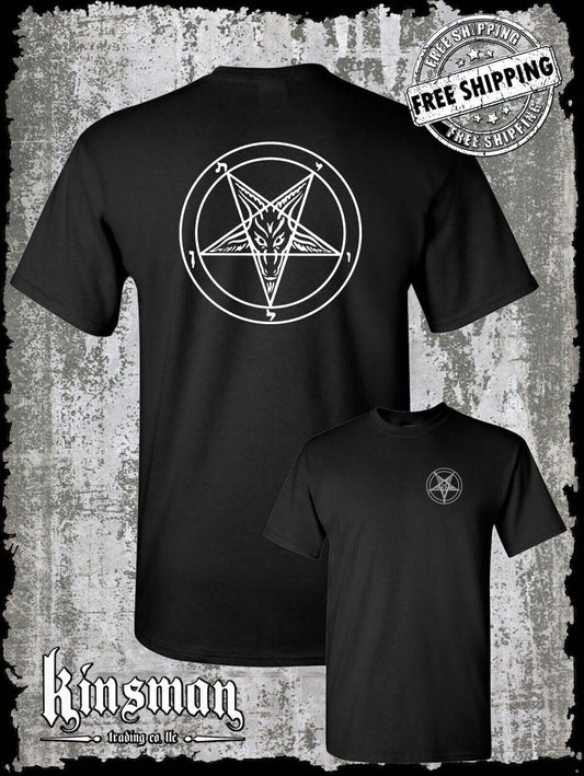 Baphomet Pentagram 2-Sided T-Shirt / Satanic Church Evil Punk Rock Occult 666
