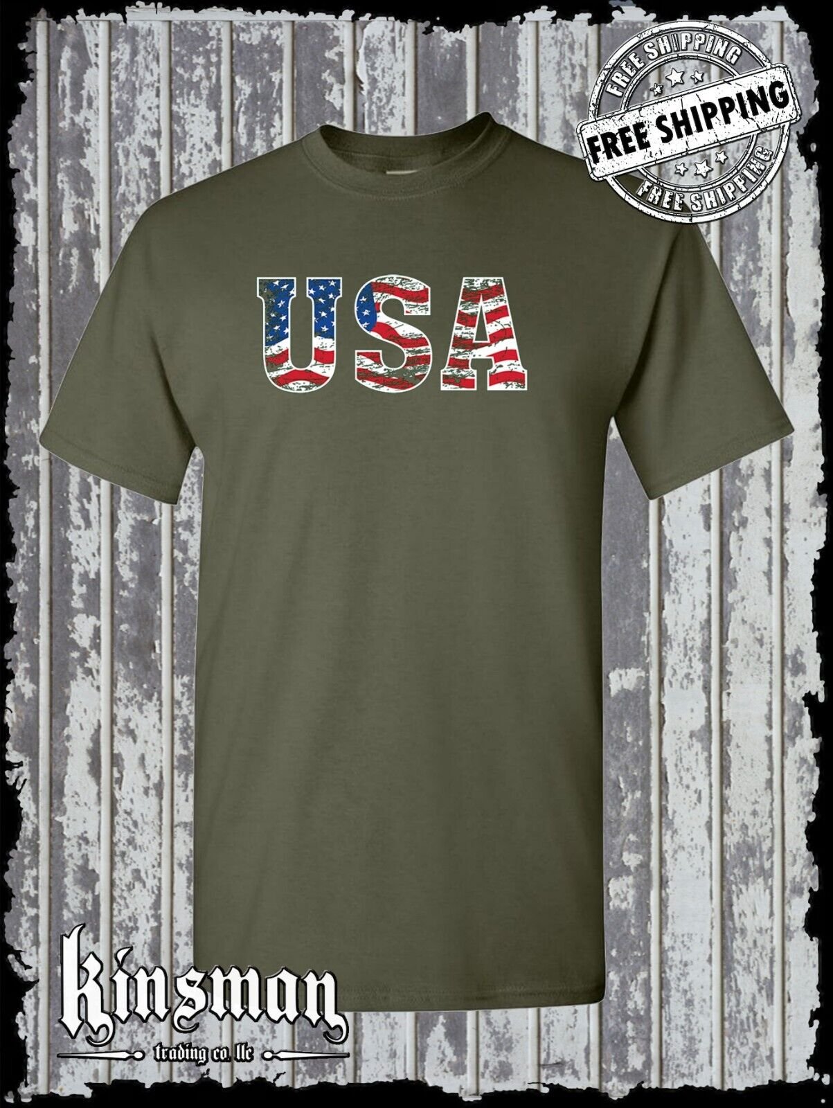 USA Flag Distressed Logo T-Shirt American Flag United States Army Military
