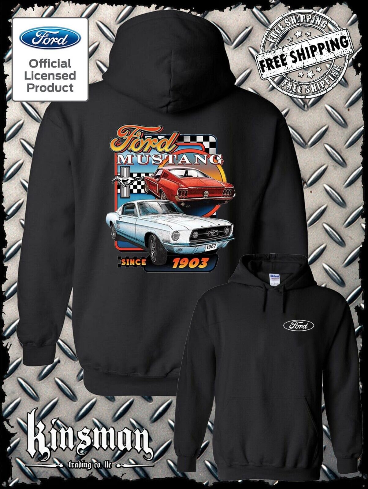 Ford Mustang Since 1903 Retro 2-Sided Hoodie Sweatshirt - Official Licensed