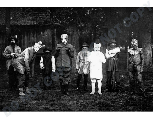 1880 Trick Or Treaters Giclée Art Reprint Photo -Scary Creepy Halloween Costumes